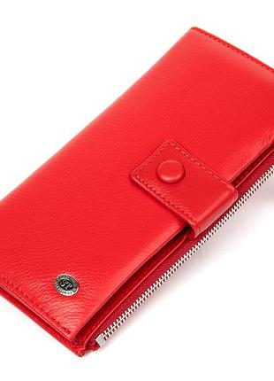 Яркий женский кошелек-клатч st leather 19374 красный