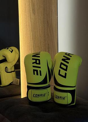 Боксерські рукавички conrie neon yellow 3