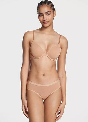 Хлопковые трусики хипхагеры stretch cotton hiphugger victoria's secret бежевый xs
