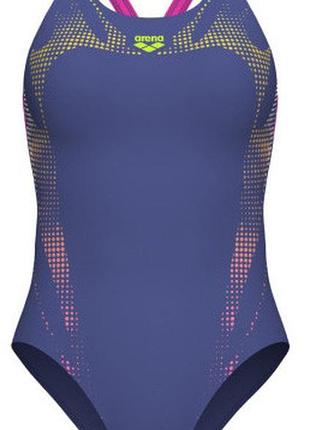 Купальник закритий для жінок arena spider web swimsuit v back рожевий жін 40