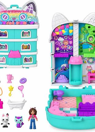 «кошачий домик габи» — компактный игровой набор, polly pocket x gabby’s dollhouse