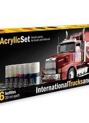 Набор акриловых красок italeri international trucks and trailers set, 6 цветов по 20 мл