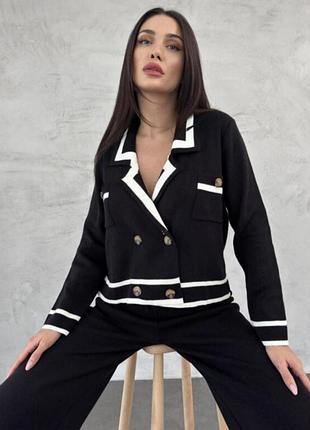 Укорочений кардиган-піджак moocci paris в стилі old money / chanel
