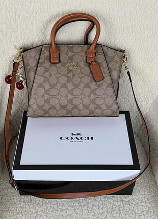 Женская сумка coach andrea carryall bag mini карамельный коуч андреа кэриот мини