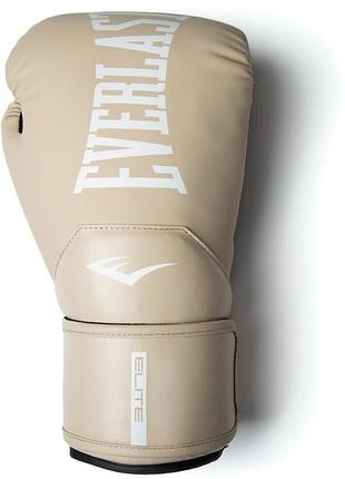 Боксерские перчатки everlast elite 2 boxing gloves бежевый, черный уни 10 унций