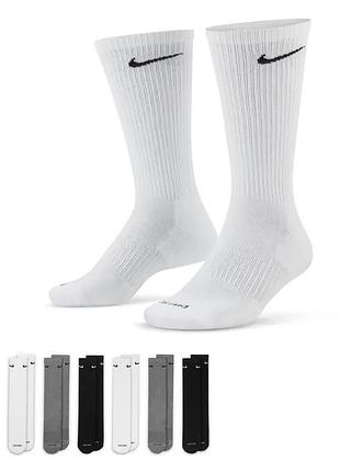 Шкарпетки nike u nk ed pls csh crw 6pr - 132 чорний, сірий, білий чол 38-42