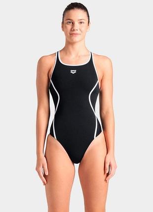 Купальник слитный для женщин arena pro_file swimsuit solid черный, белый жин 44