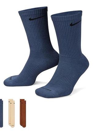 Шкарпетки nike u nk everyday plus cush crew синій, коричневий, бежевий уні 42-46