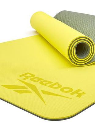 Двусторонний коврик для йоги reebok double sided yoga mat зеленый уни 176 х 61 х 0,6 см
