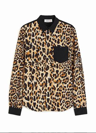 Рубашка из коллаборации h&amp;m x rabanne с ярким леопардовым принтом l-xl