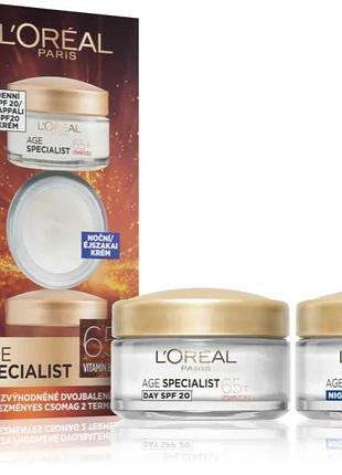 Набір крему для обличчя проти зморшок l’oréal paris age specialist 65+ 2*50