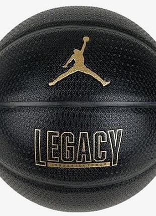 Мяч баскетбольный nike jordan legacy 2.0 8p deflated black/black/black/metallic gold size 7