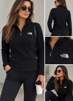 Жіноча флісова кофта the north face 1/4 zip, чорна, розмір s