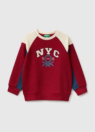Дитячий коричневий прямий світшот benetton 904, xx