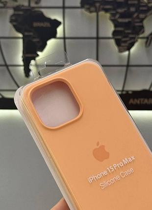Чехол с микрофиброй silicone case для iphone 15 pro max, чехол-накладка для айфон 15 про макс (персиковый) 2