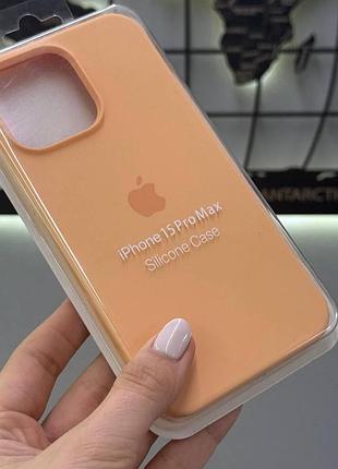 Чехол с микрофиброй silicone case для iphone 15 pro max, чехол-накладка для айфон 15 про макс (персиковый) 3