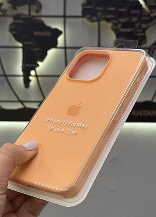 Чехол с микрофиброй silicone case для iphone 15 pro max, чехол-накладка для айфон 15 про макс (персиковый) 4