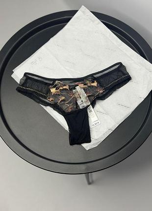 Жіночі трусики intimissimi чорного кольору з вишивкою (розмір s)