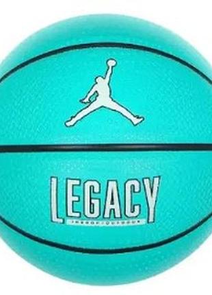 Мяч баскетбольный nike jordan legacy 2.0 8p deflated hyper jade/black/barely green/black size 7