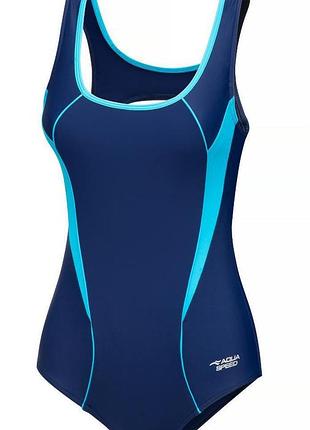 Купальник слитный для женщин aqua speed kate 61578 темно-синий, бирюзовый жин
