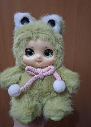 М'яка плюшева мила зелена лялька kawaii 18 см з вініловим обличчям