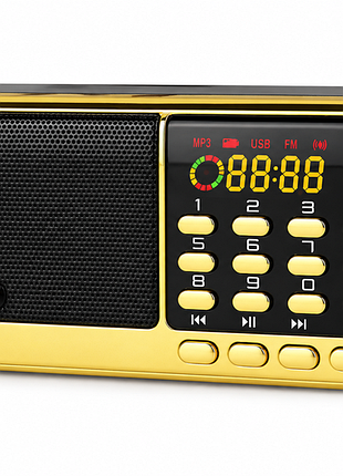 Портативный мини-радиоприемник bkk 836 fm-радио и mp3-плеер с led лампой и часами 2 аккумулятора 18650