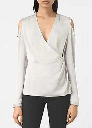 Атласна блуза allsaints danio top з відкритими плечима оригінал