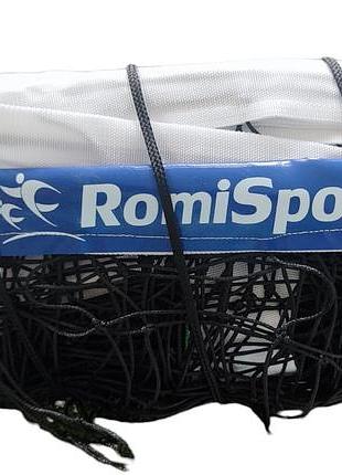 Сітка волейбольна romi sport "тренувальна" (2.7мм.капрон, 9.5 м.) black/white