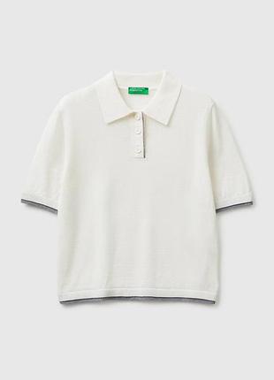 Женское бордовое прямое поло benetton бежевый, xs