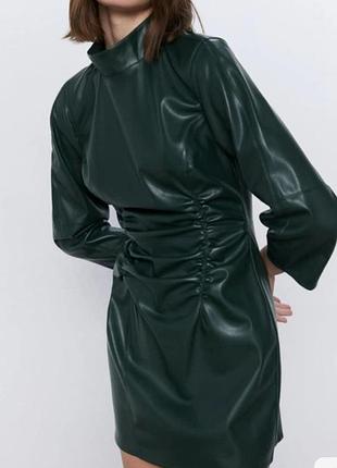 Сукня осіння з еко шкіри zara