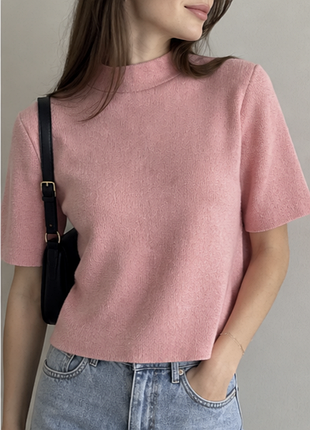 🌸 розовый трикотажный джемпер bershka