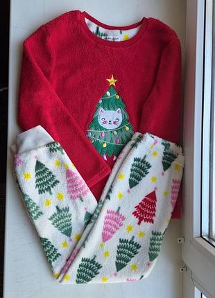 Primark пижама флис 6-7 лет 116-122 см новогодняя