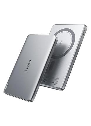 Powerbank lisen ultra slim magsafe 5000mah, повербанк з magsafe, быстрая зарядка, безпроводной повербанк 20w