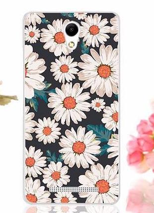 Силиконовый чехол накладка для xiaomi redmi note 2 с картинкой ромашки