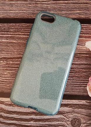 Чехол с блестками shine для huawei y5 2018 голубой силикон