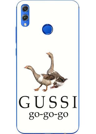 Антибрендовый силіконовий чохол для huawei honor 8x з картинкою gussi go go