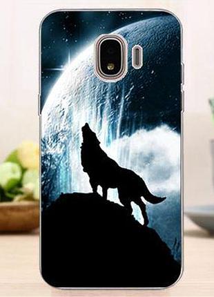 Силиконовый чехол накладка с принтом для samsung j2 2018 galaxy j250 волк