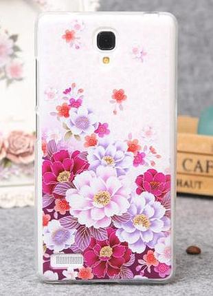 Силіконовий чохол накладка для xiaomi redmi note з картинкою квіти