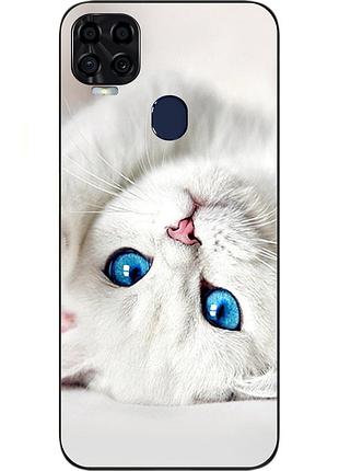 Силиконовый чехол для zte blade v2020 с картинкой белый кот