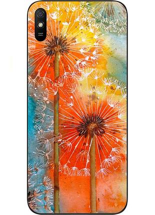 Силиконовый чехол бампер для xiaomi redmi 9a с картинкой одуванчики