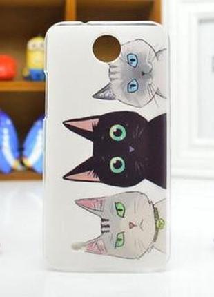 Силиконовый чехол накладка для htc desire 310 с картинкой три кота