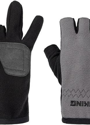 Рукавички viking fishing ice master gloves (fleece) 3 cut finger grey-graphite