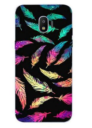 Силиконовый бампер с принтом для samsung j4 2018 galaxy j400 листья