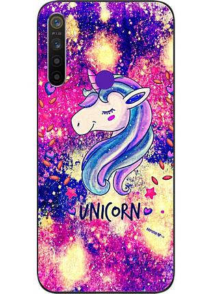 Чехол силиконовый для realme 6i с картинкой красивый единорог