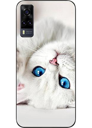 Оригінальний чохол для vivo y31 з картинкою білий котик