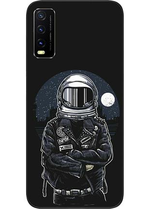 Силиконовый чехол бампер для vivo y20 с картинкой космонавт и луна
