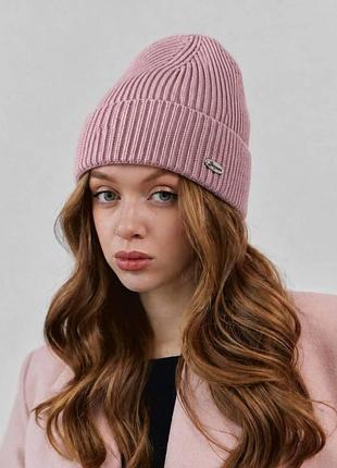 В’язана жіноча базова шапка jacquard рожева