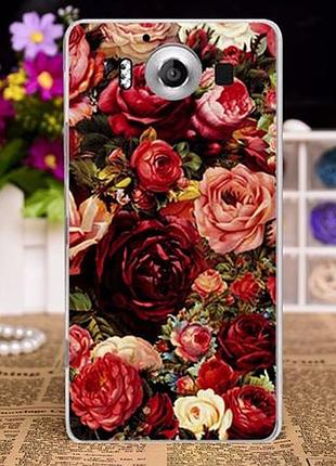 Силиконовый чехол накладка для microsoft lumia 950 с рисунком розы