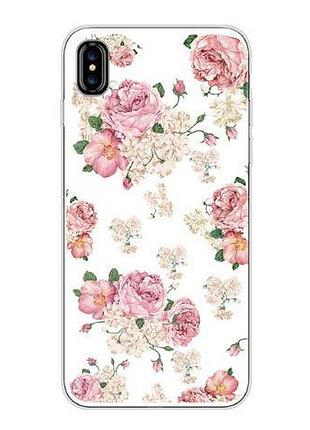 Силиконовый чехол бампер для iphone x с картинкой розочки