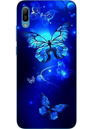 Бампер силіконовий чохол для huawei y6 2019 з картинкою сині метелики